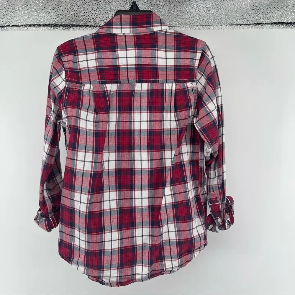 The Children’s Place Boy’s Classic Red Plaid Cotton Poplin Button Down Shirt 5/6